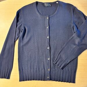 Burberry Navy 100% Merino Wool Women's Cardigan Sweater Made in Italy Size S